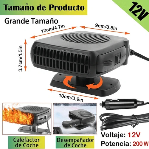 Calefactor y Ventilador Portátil 2 en 1 para Carro + Mini inflador de aire para neumaticos - GRATIS