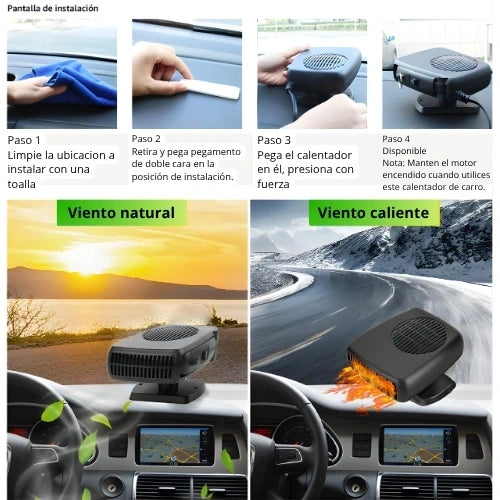 Calefactor y Ventilador Portátil 2 en 1 para Carro + Mini inflador de aire para neumaticos - GRATIS