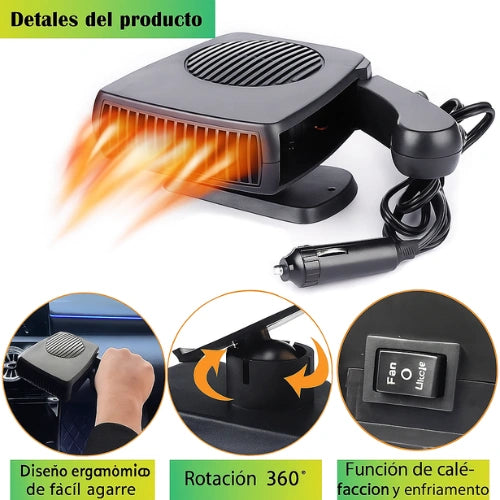 Calefactor y Ventilador Portátil 2 en 1 para Carro + Mini inflador de aire para neumaticos - GRATIS