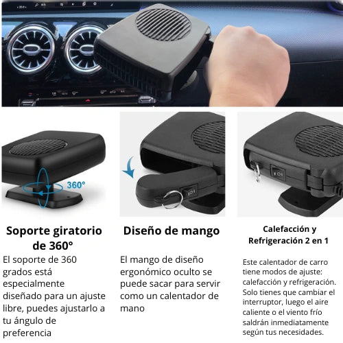 Calefactor y Ventilador Portátil 2 en 1 para Carro + Mini inflador de aire para neumaticos - GRATIS