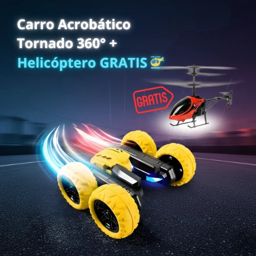 Carro Acrobático Tornado 360° + Helicóptero GRATIS 🚁